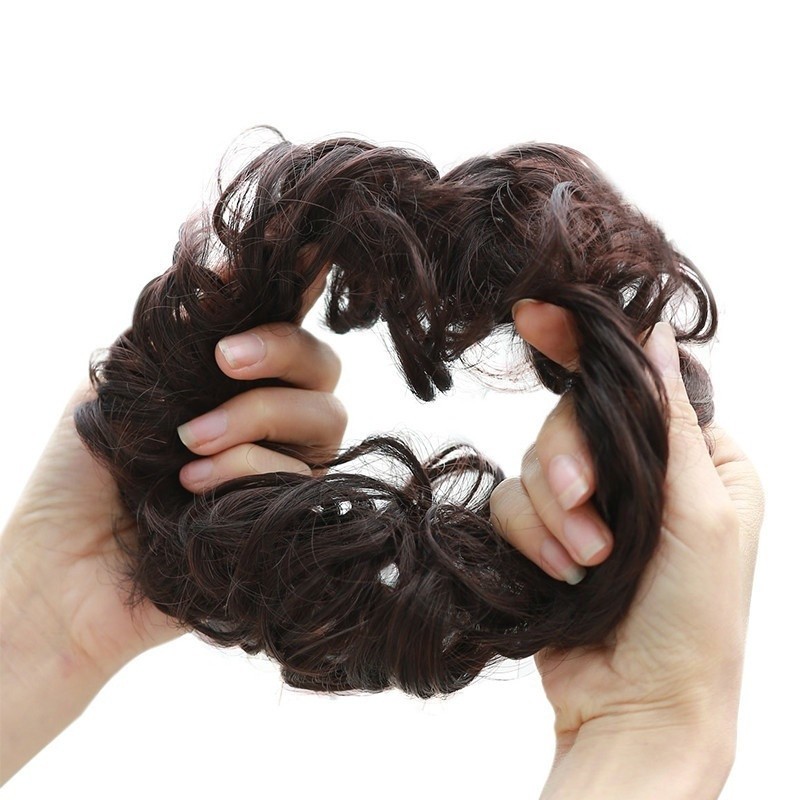3Pack Temperature Silk Wig Hair Circle Round Head Elastic Fluffy Naturally Curly