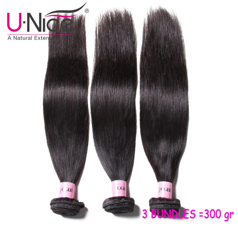 UNice Hair Indian Straight Human Hair Extensions Weaves 1-3 Bundles Weaves Wefts
