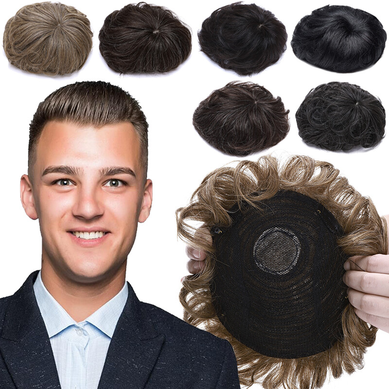 100% Remy Human Hair System Clip in Hairpiece Replacement Toupee For Men 6″x7.5″