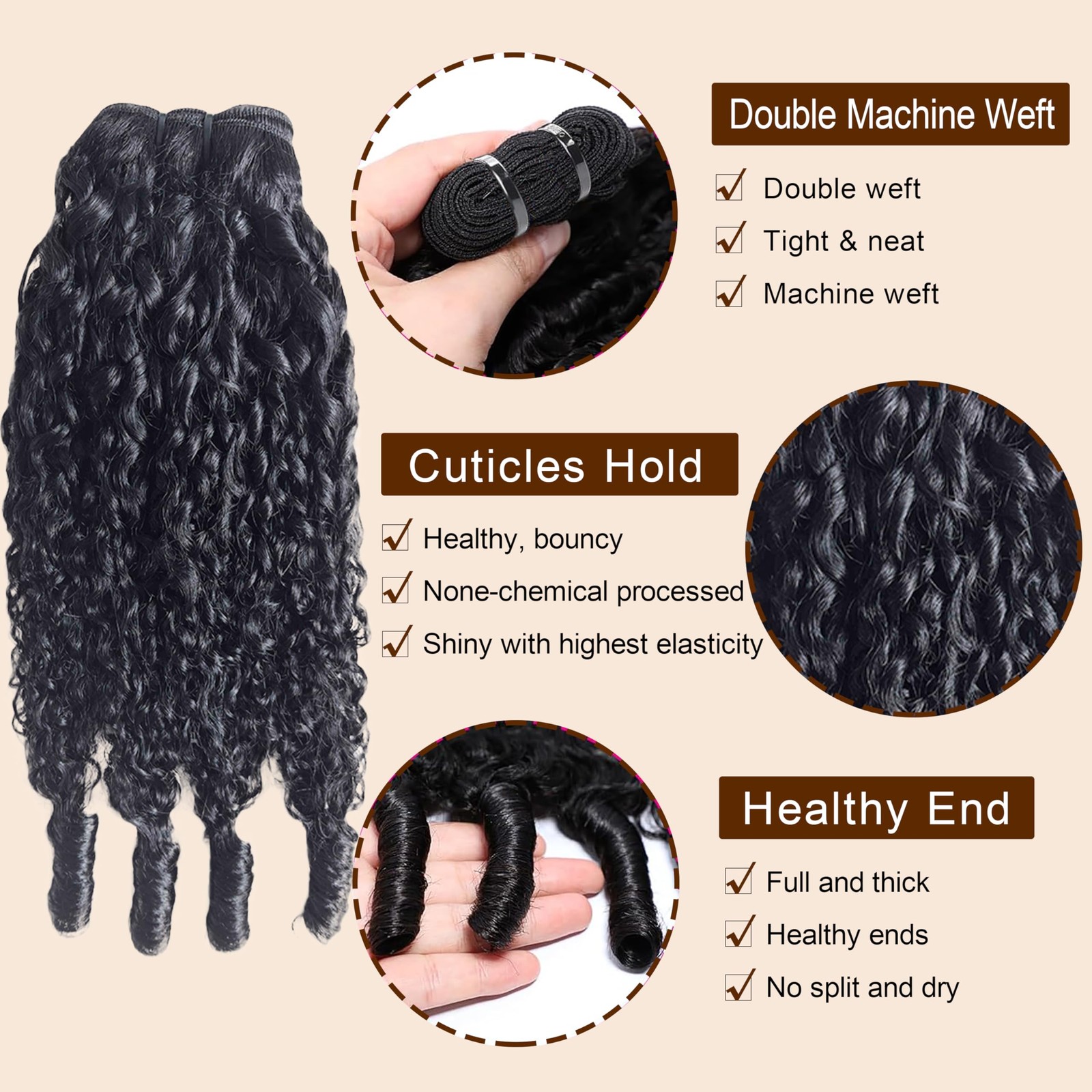 Quitoric 12A Burmese Curly Bundles Human Hair 14 16 18 Inch 100 Unprocessed