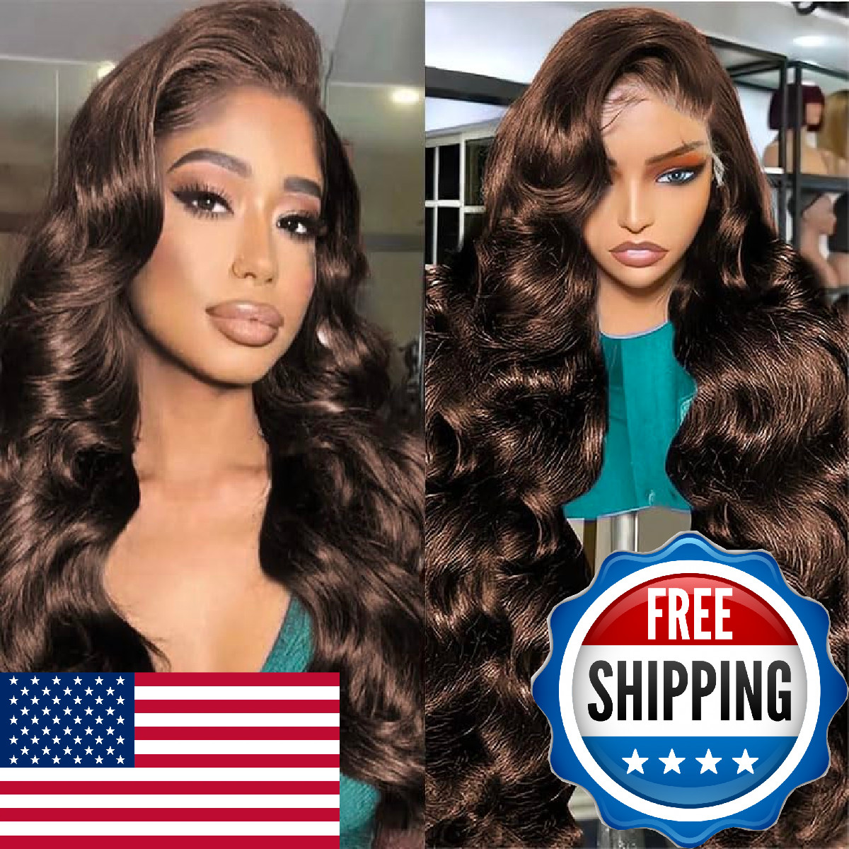 Msclara 200 Density 13X6 Body Wave Hd Lace Front Twigs Human Hair Chocolate