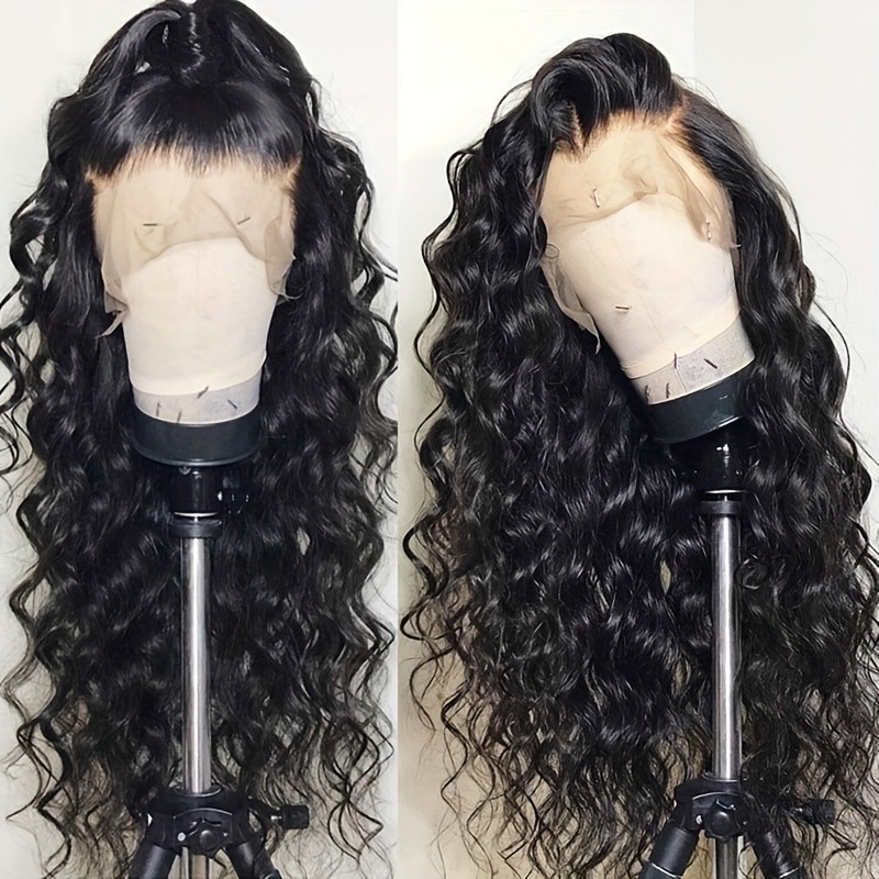 13×4 Free Part Water Wave Lace Front Wig Natural Black Hair Glueless Pre Plucked