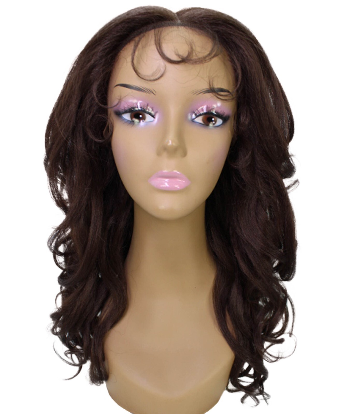 LUXLUXE Kiara Wavy Layered 18 in Long T Part Lace Front Wig, Heat Resistant Fibe