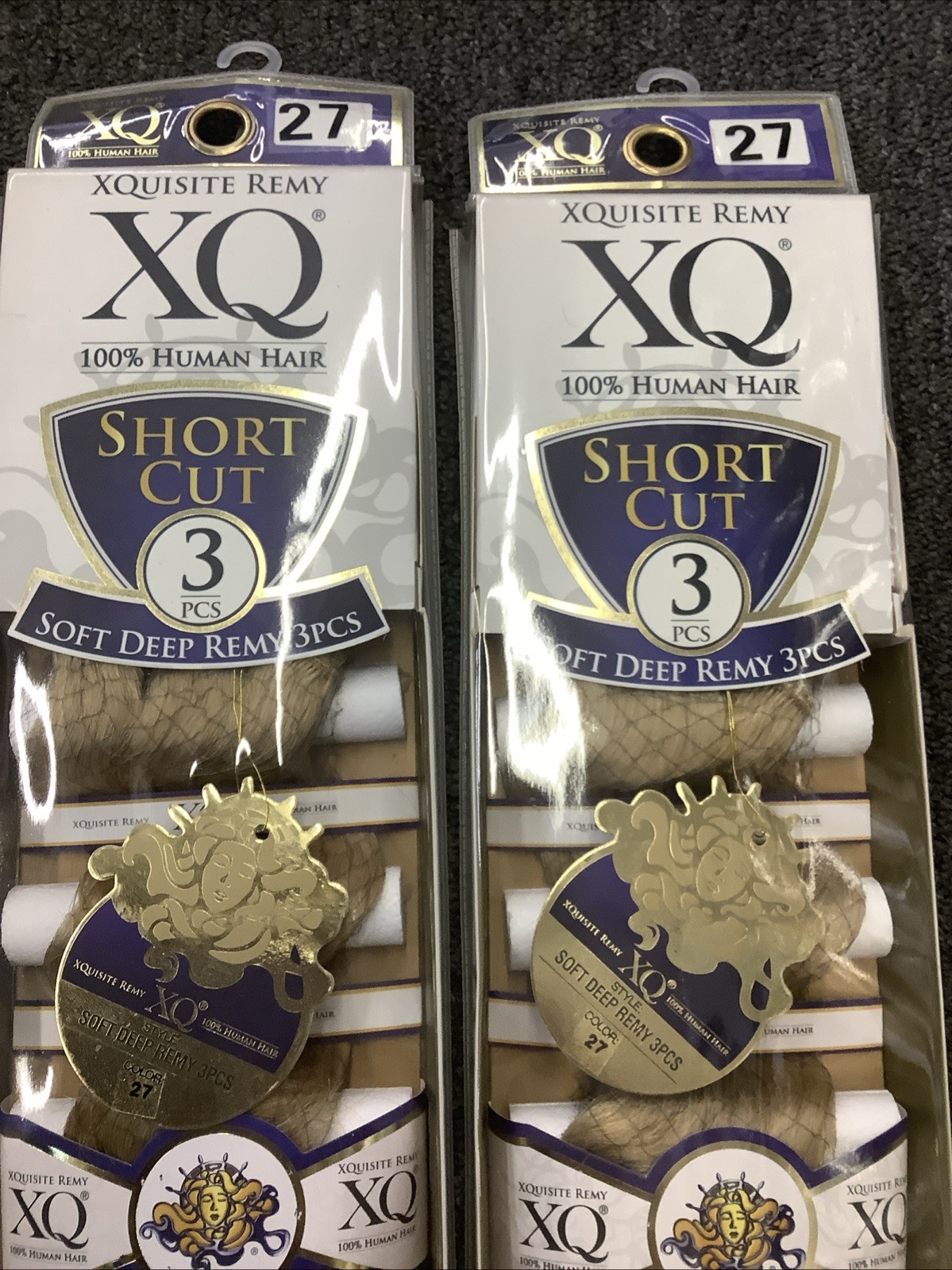 2 Packs XQuisite Remy 100% Human Hair, Short Cut, 3 Pieces Soft Deep Remy, 27