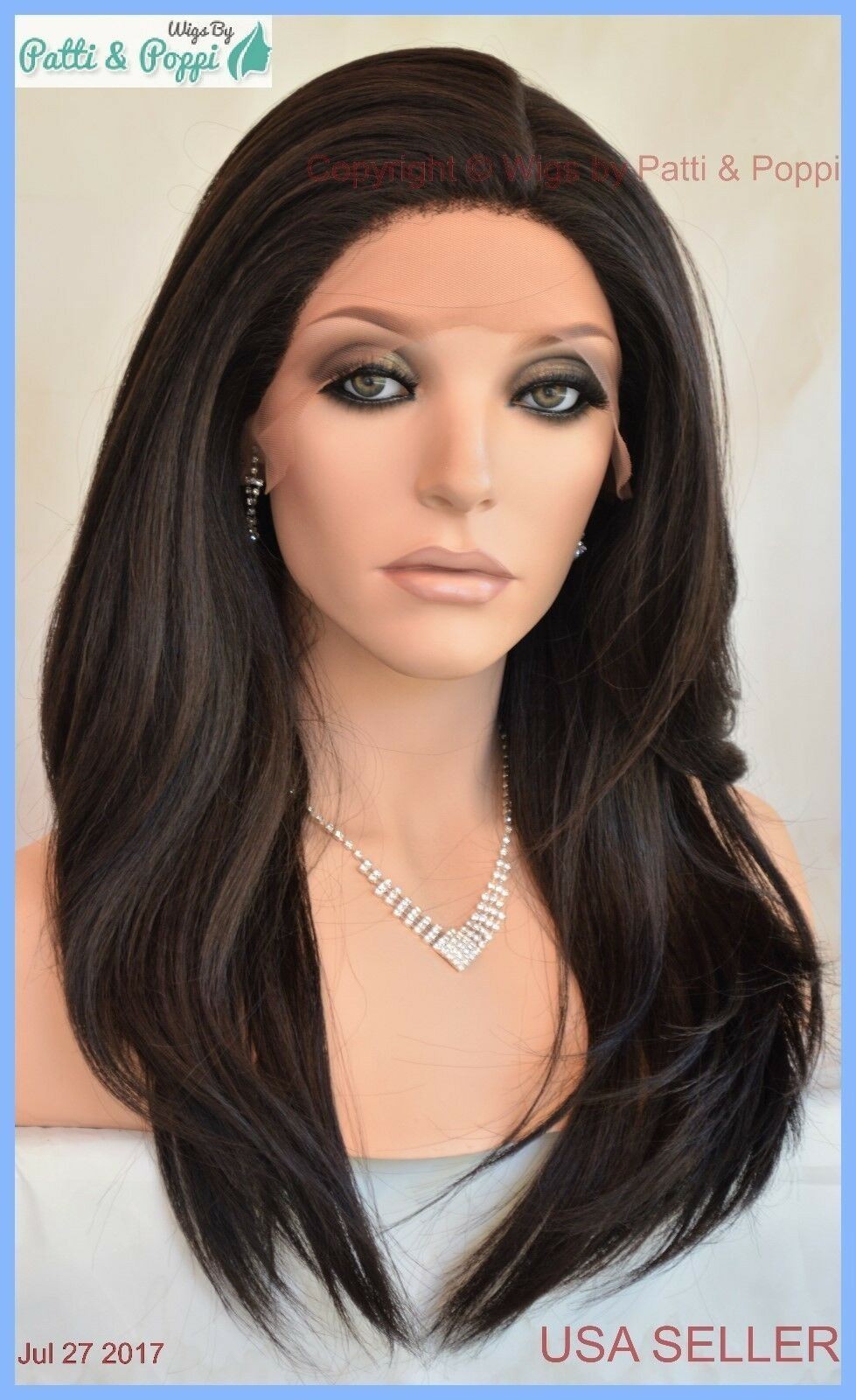 Swiss Lace Front Wig 4X4 Silk Top Hand tied Heat Safe Color #4 Long Thick 1235