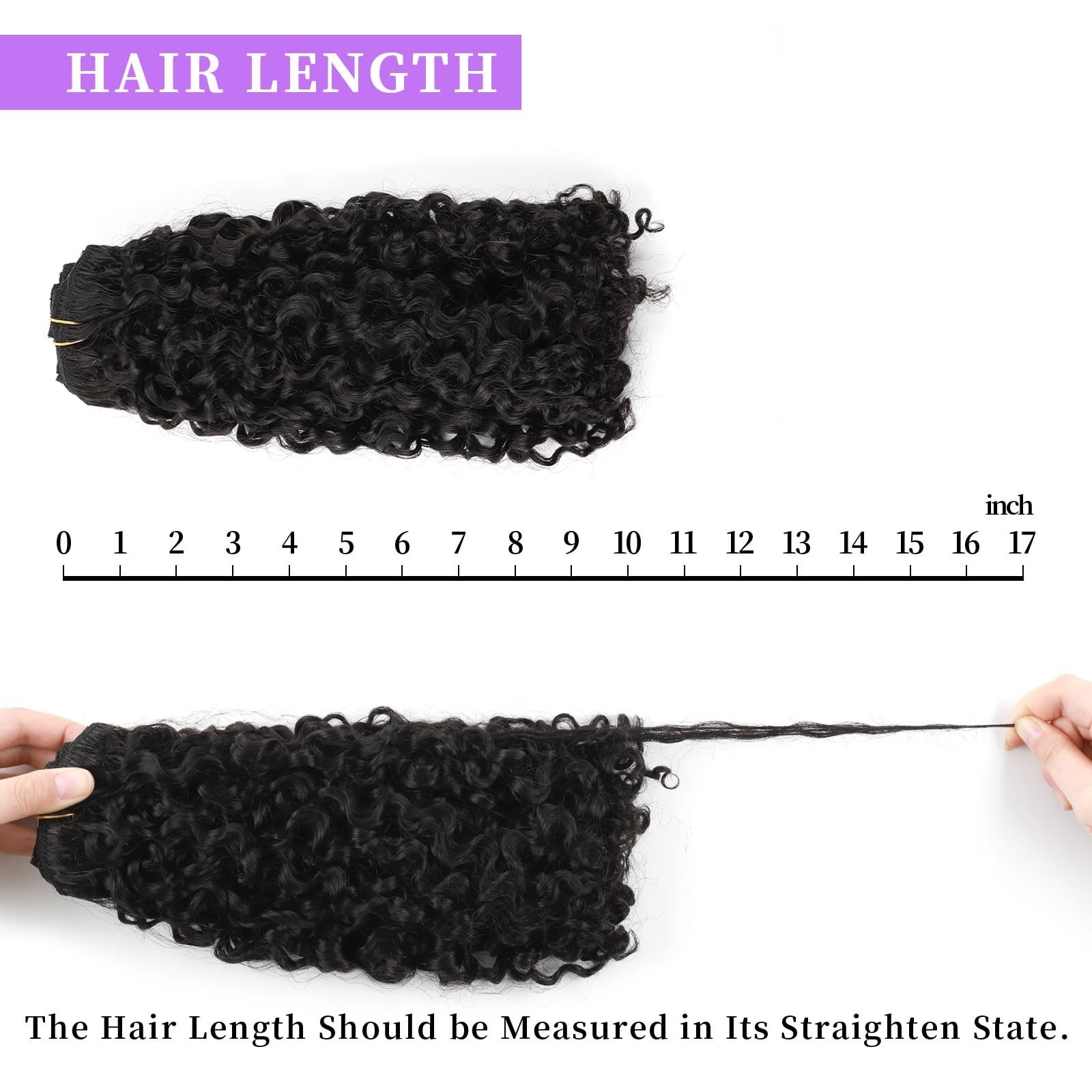 Curly Clip-In Hair Extensions – 22″ Natural Black, Thick & Soft, 120g, 7Pcs