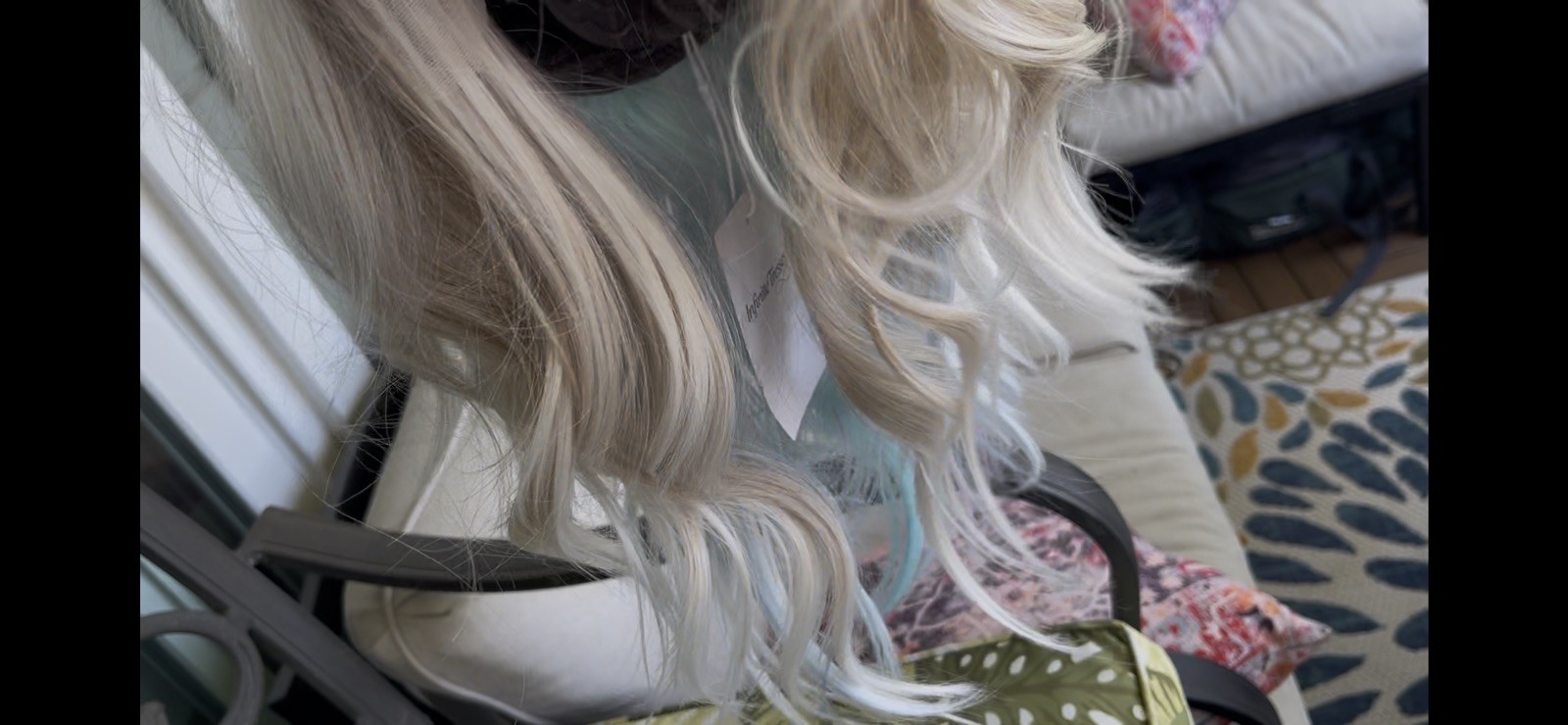 Blond with Mermaid Rainbow Colors Underneath Wig 20 Inches Long