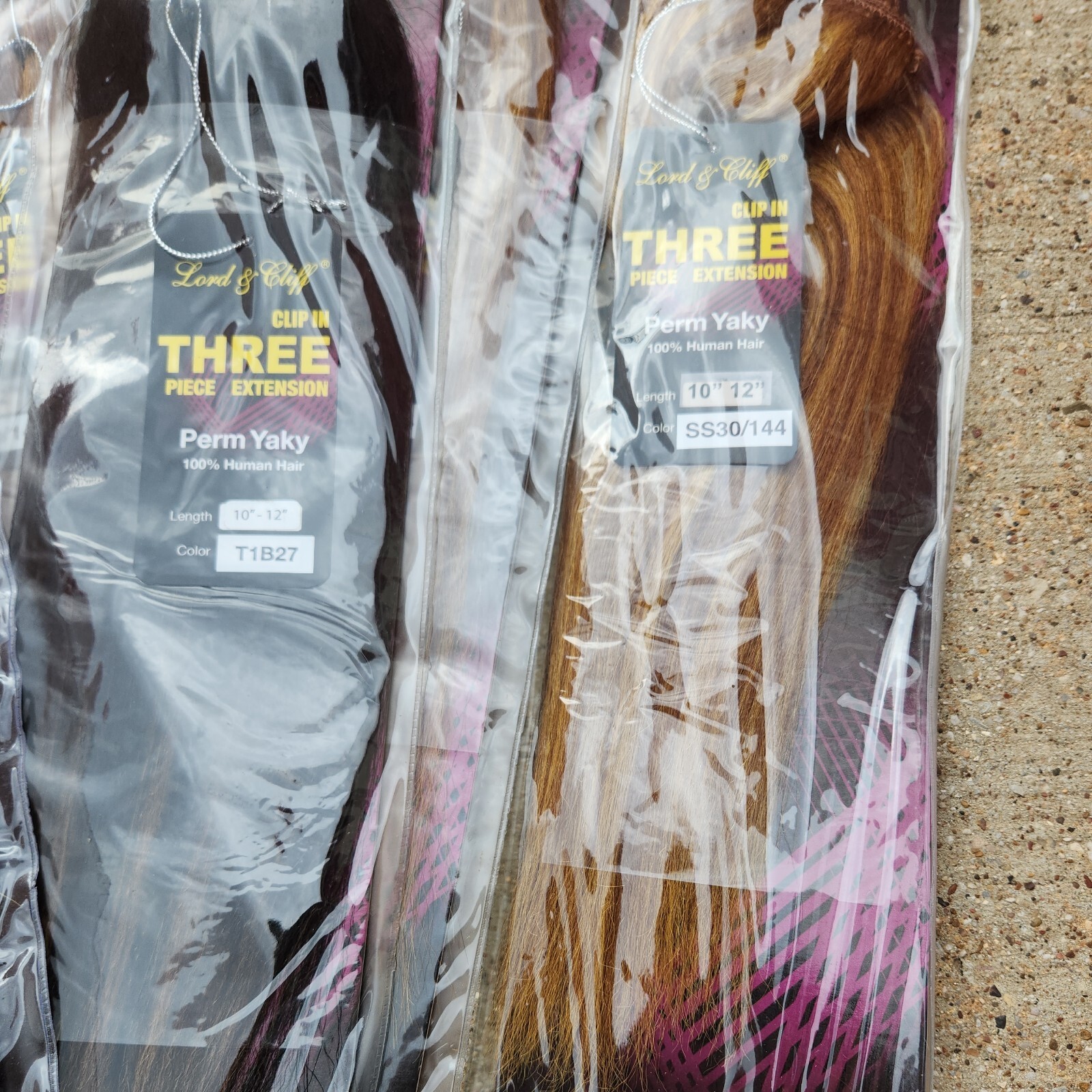 Wholesale Lot Lord & Cliff 100% Human Hair Extension Perm Yaky 3 Piece Clip In