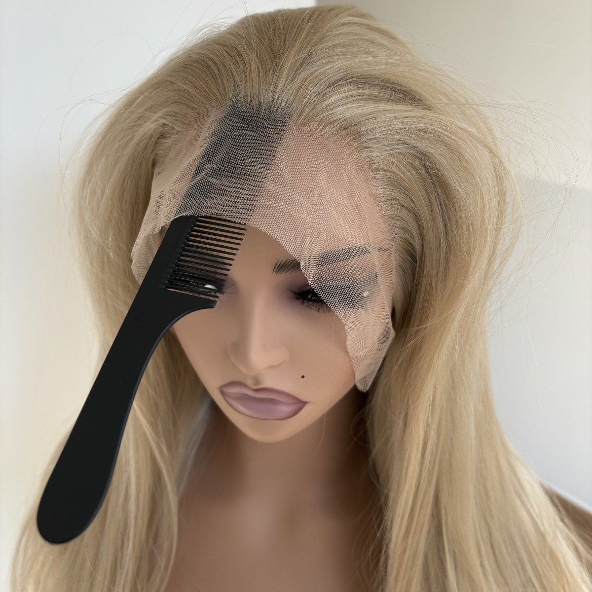 Natural Mixed Blonde Heat Resistant Hair Lace Front Wig Long Straight