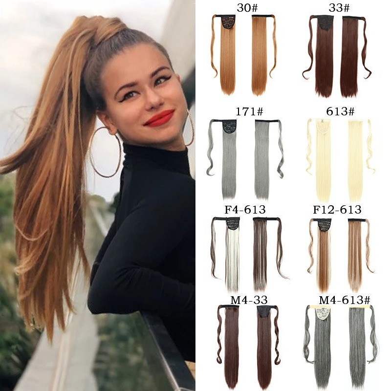 Lady 60cm Straight Clip In Ponytail Hair Extensions Piece Colorful Smooth Decor