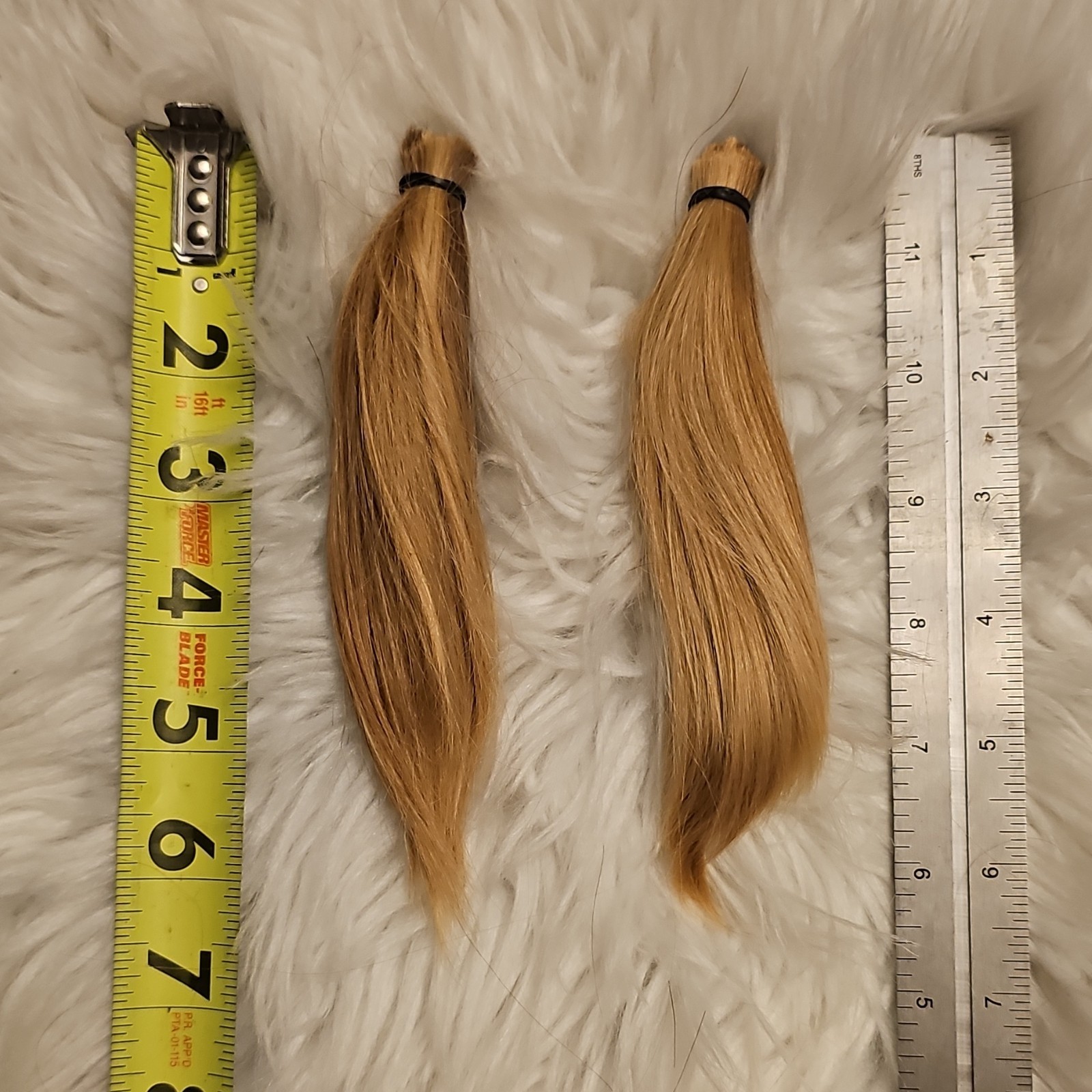 Golden Blond Human Hair Extension, Straight Weft, 9 in Length, Set of 2 Pigtails