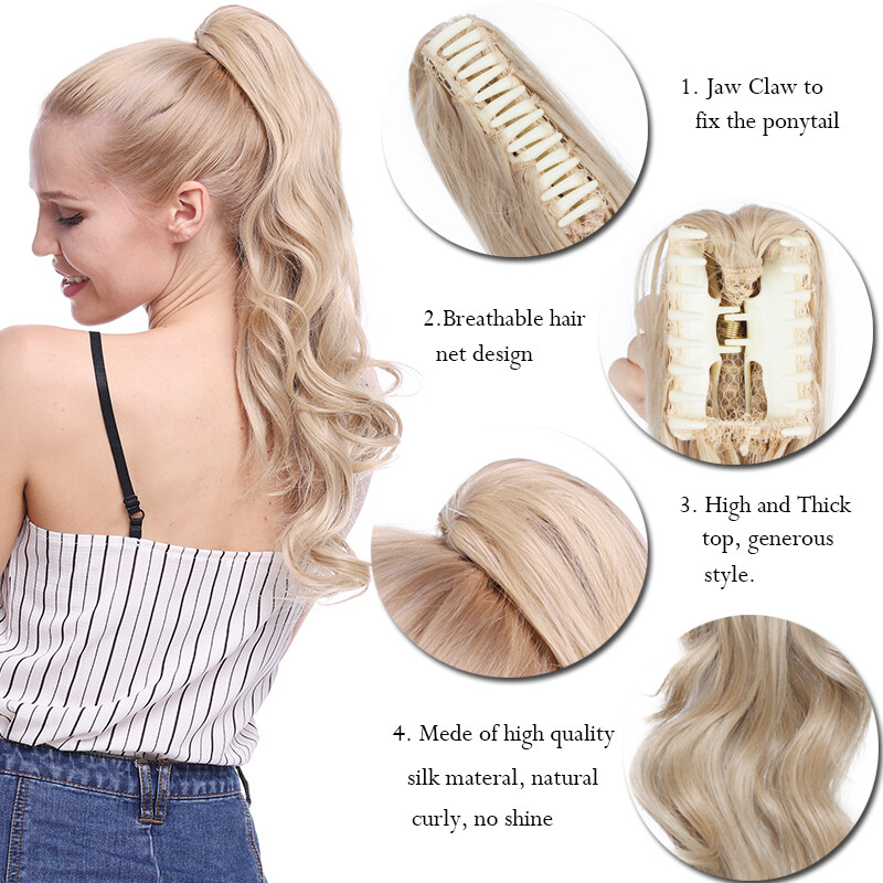 Real Thick Brown Claw Ponytail Hair Piece Clip in Hair Extensions As Human Hair