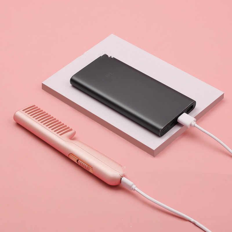 2 In 1 Wireless Straight Hair Comb Portable USB Charging Negative -Ion Smoothing