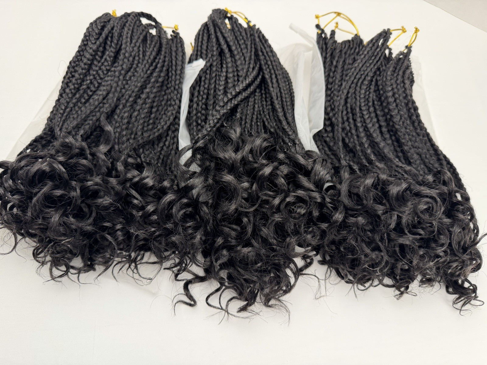 French Curl Crochet Box Braids Natural Black 11″ Hair extensions Pre-looped ends