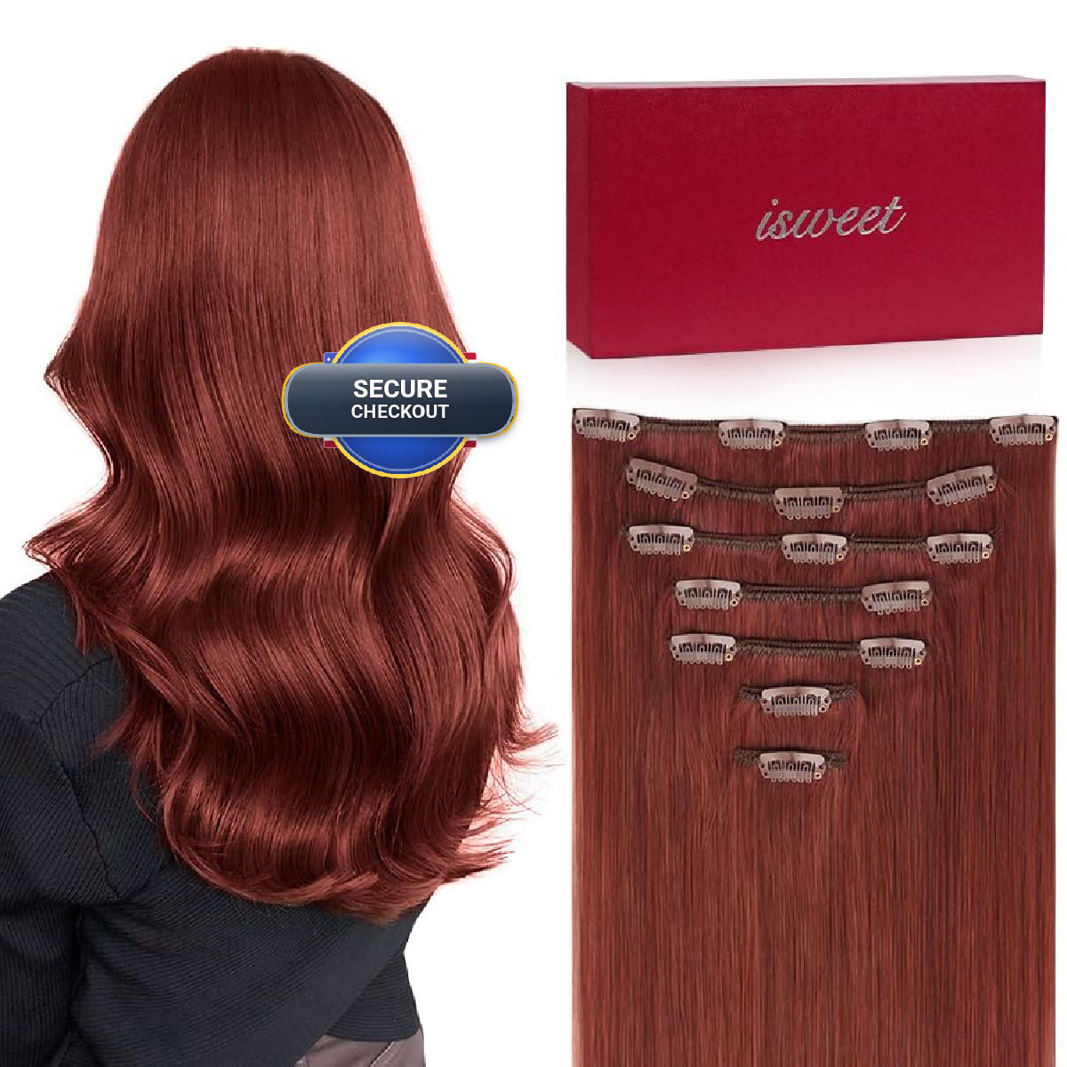 Isweet Straight Clip In Hair Extensions Real Human Hair 7Pcs 20 Inch 110G 33