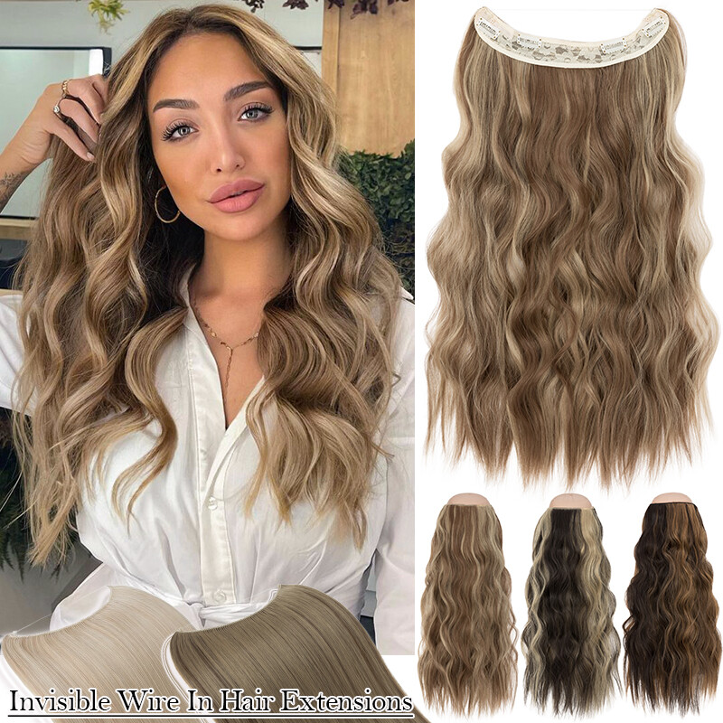 One Piece THICK 100% Real Natural Clip in Hair Extension Full Head as human Wavy