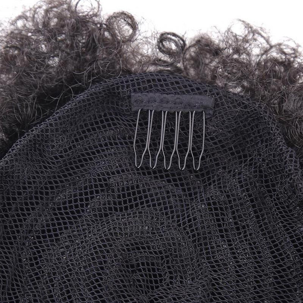 Afro Kinky Curly Ponytail Drawstring Puff Bun Clip on Chignon Bun Hair Extension