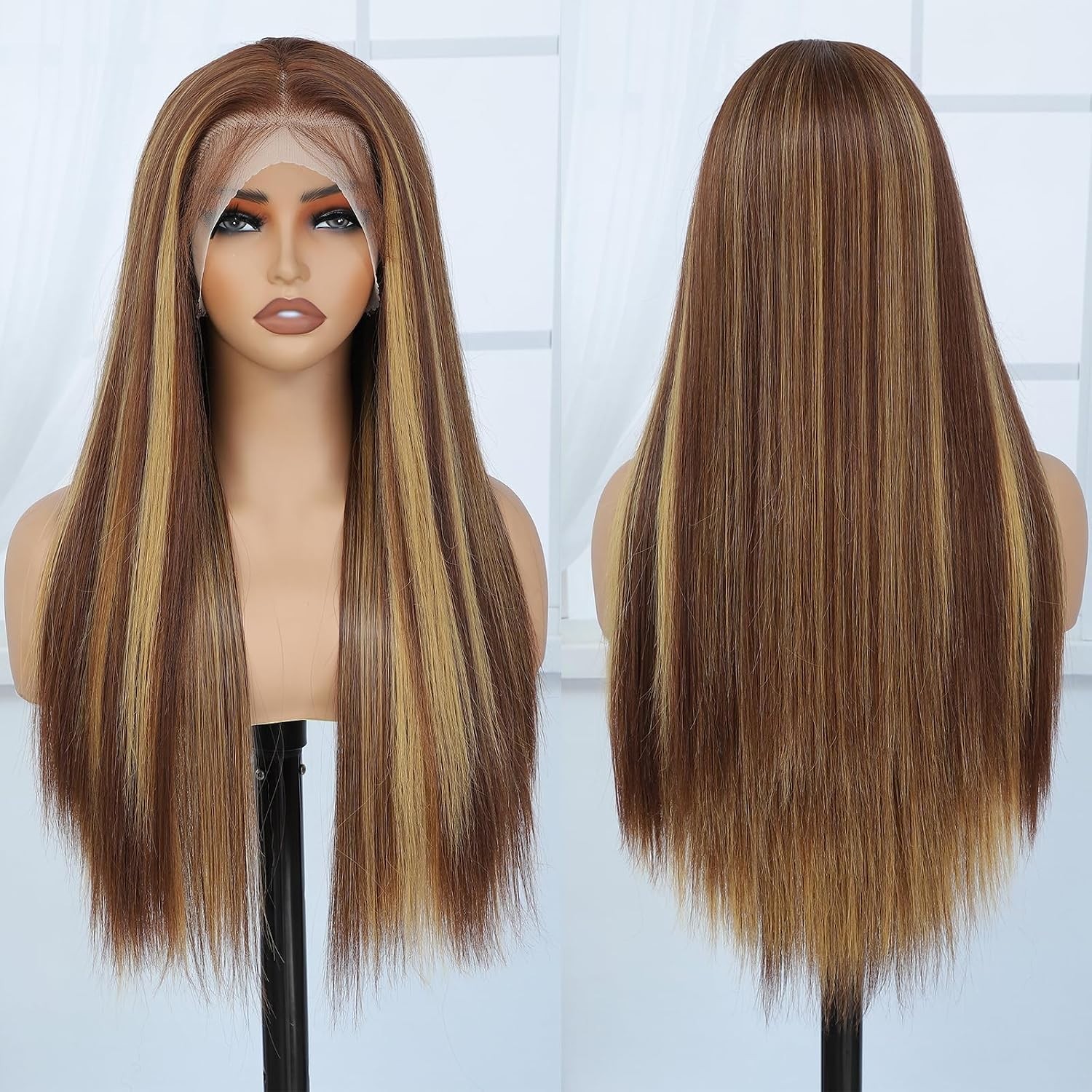 Highlight Lace Front Wig 13×4 Honey Blonde Glueless HD Synthetic 26″