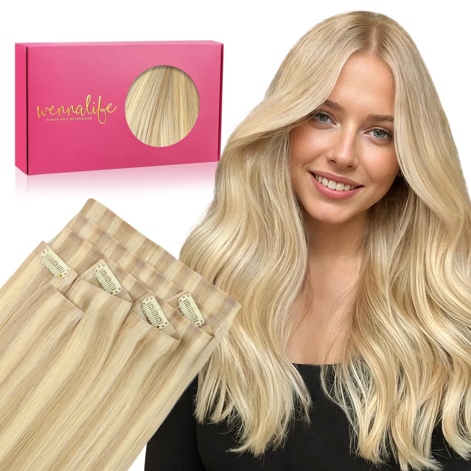 Wennalife Invisi Seamless Clip In Hair Extensions Real Human Hair 12 Inch 80G