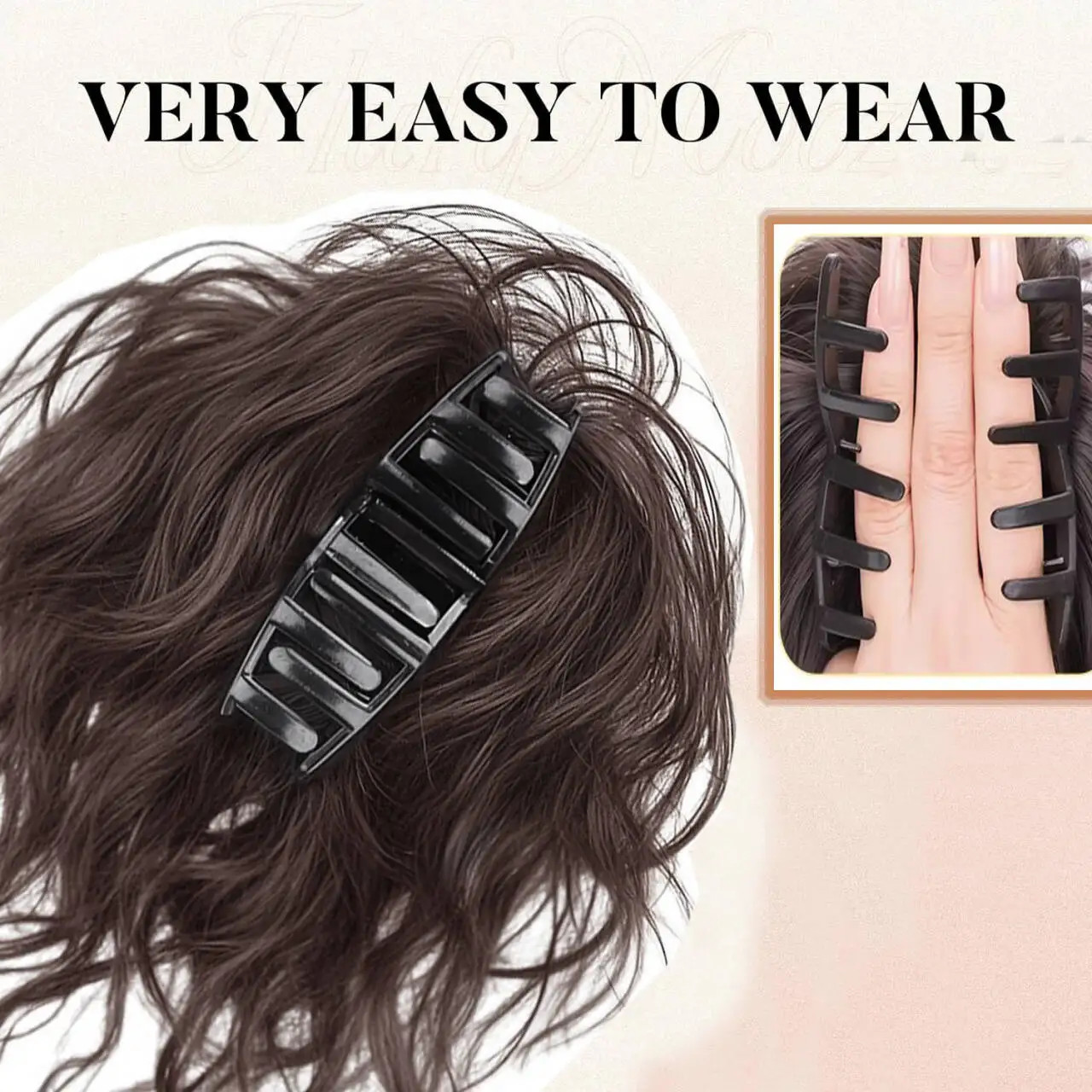 Short Curly Synthetic Claw Clip Ponytail Hair Extensions For Women High Top Bun