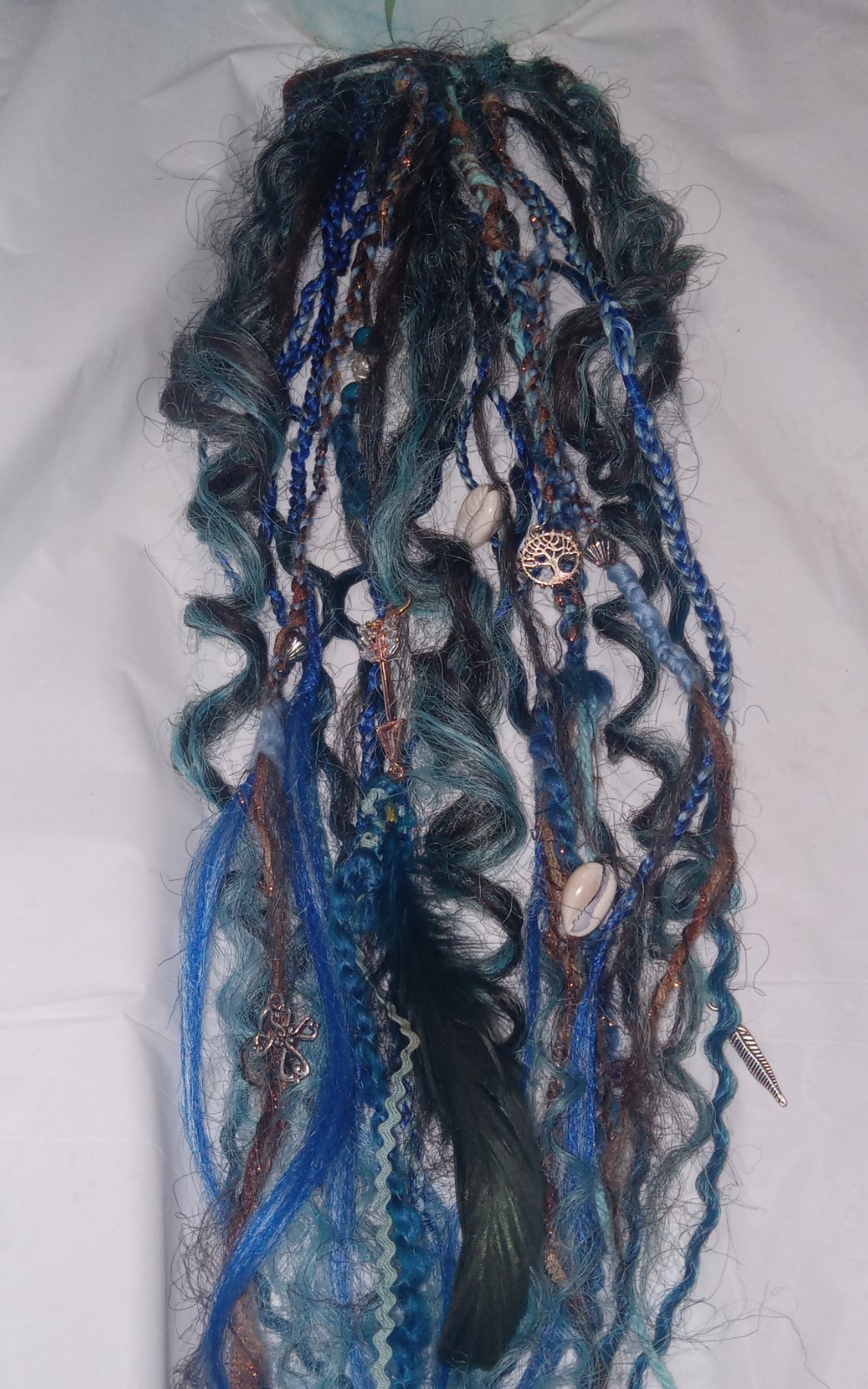 Handmade locs Extensions accent Black BLUE Braids curly gothic rave hair accesso
