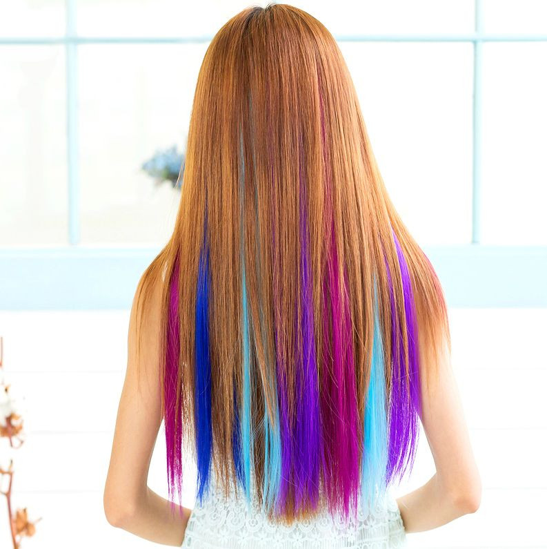 Onedor 23″ Straight Synthetic Colored Party Highlight Clip in Hair Extensions