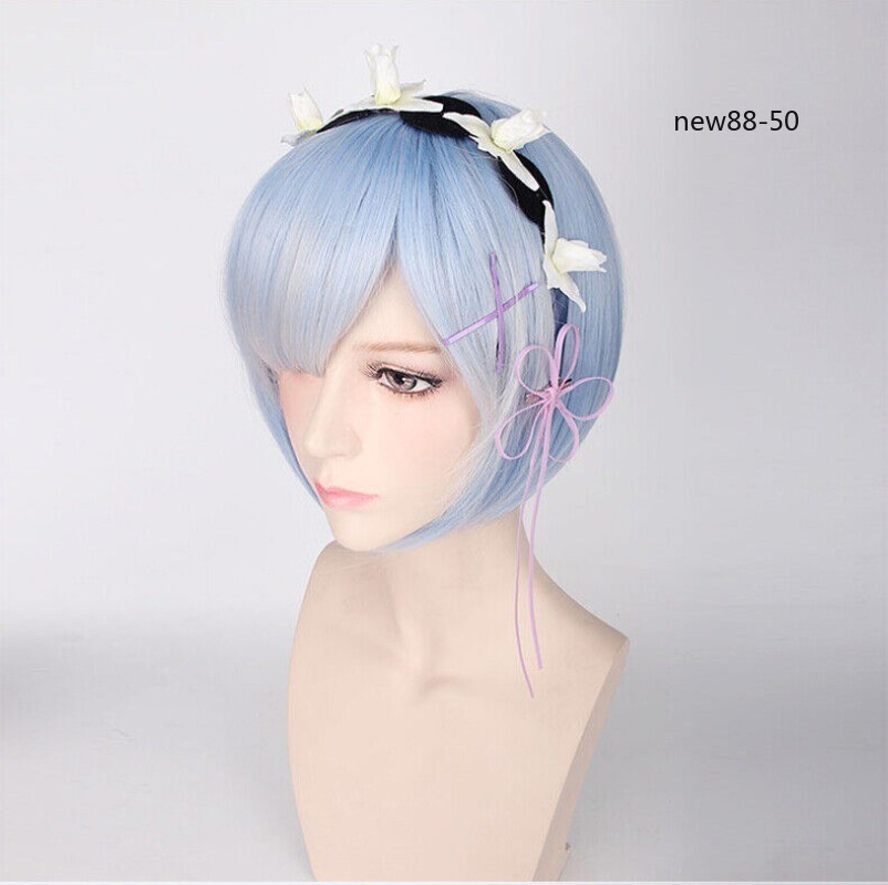 Anime Re:Life in a different world from zero Rem Cosplay Wig Peri Wign Hairpiece