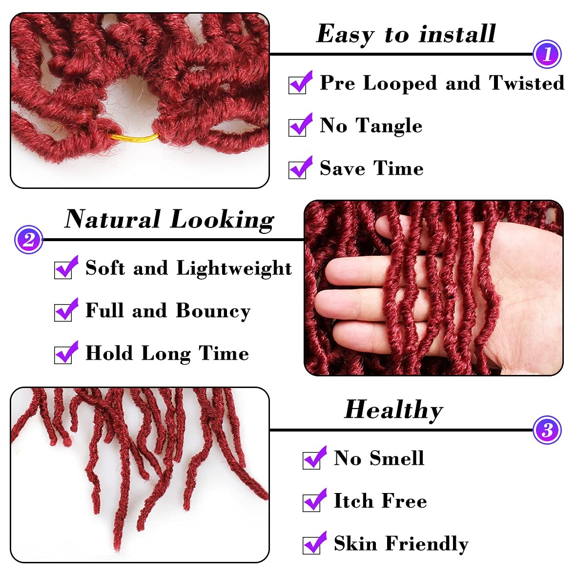 Leeven Soft Locs 36 Inch Faux Locs Burgundy Super Long Goddess Locs Crochet