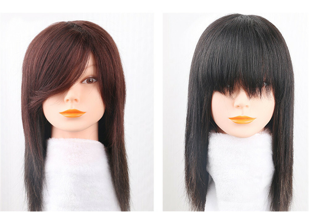 US-100% Real Human Hair Topper Toupee Clip Hairpiece Bangs Bob Top Wig For Women