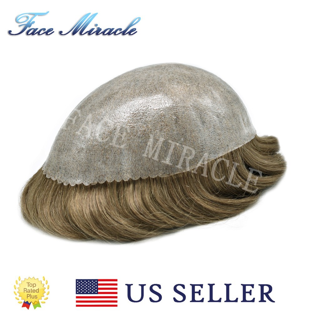 Hair System for Men Full Poly Thin Skin PU Man Hair Piece Natural Hair Wig Unit