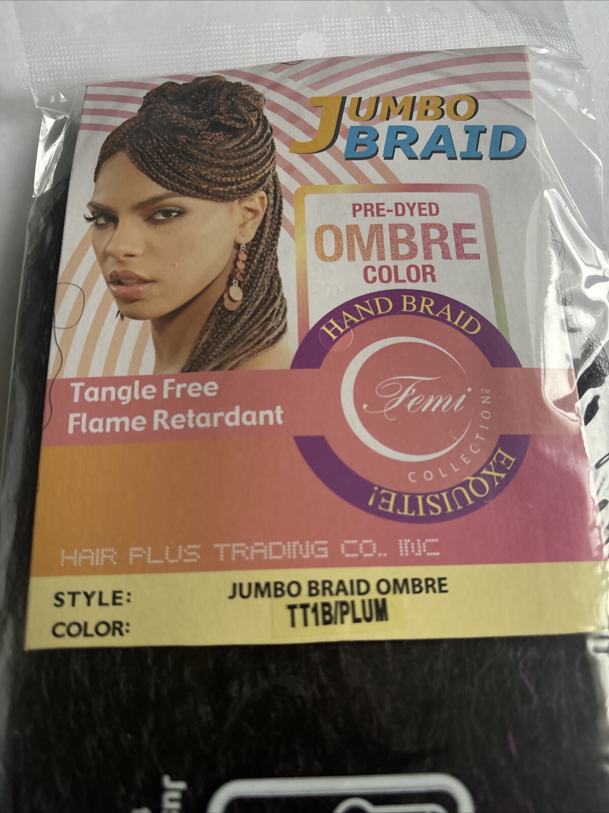 jumbo braid premium soft hair. Remy Feeling Plum Colored Ombré TT1B/plum