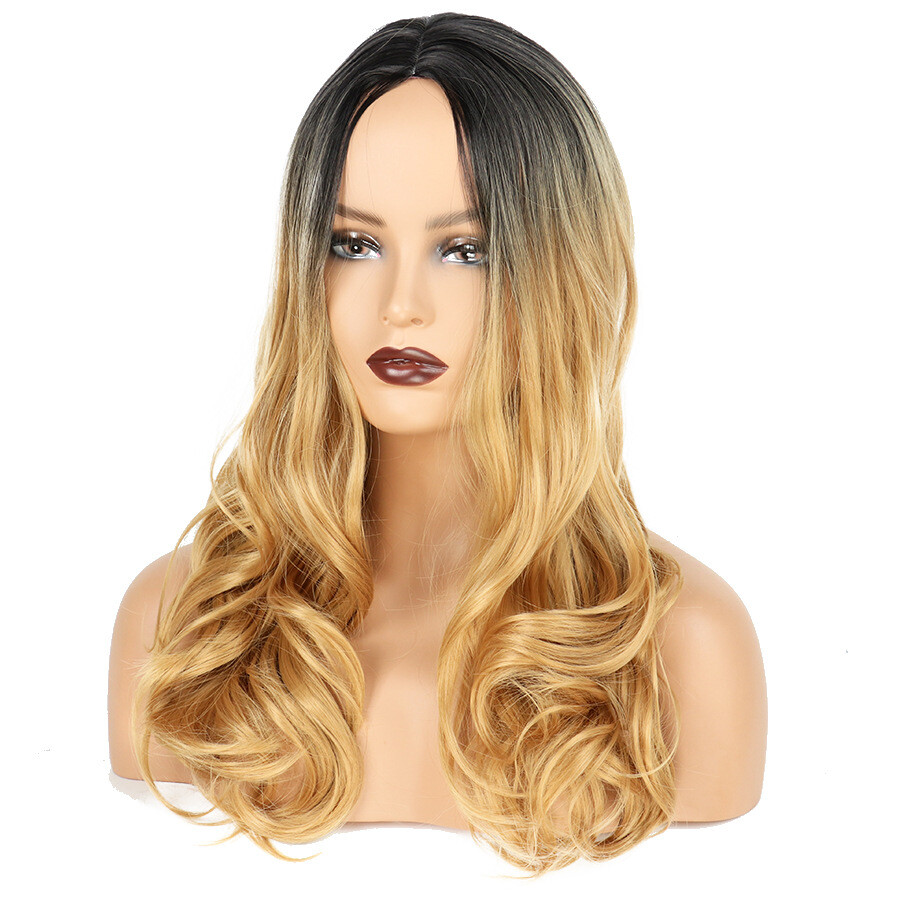 Wigs for woman Long Layered Wavy Curly Black Ombre Red Blonde Synthetic Hair