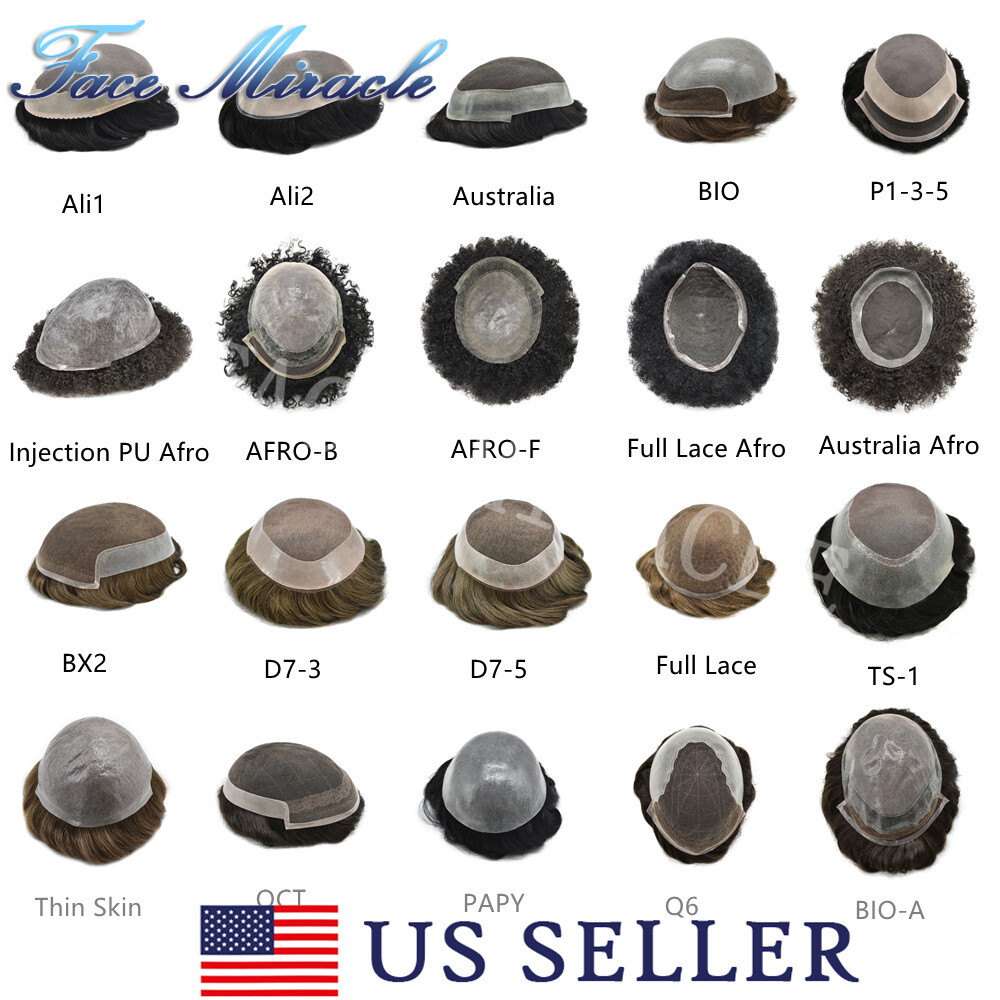 Custom Various Mens Toupee 100% Human Hair Piece Replacement System Wig For Men