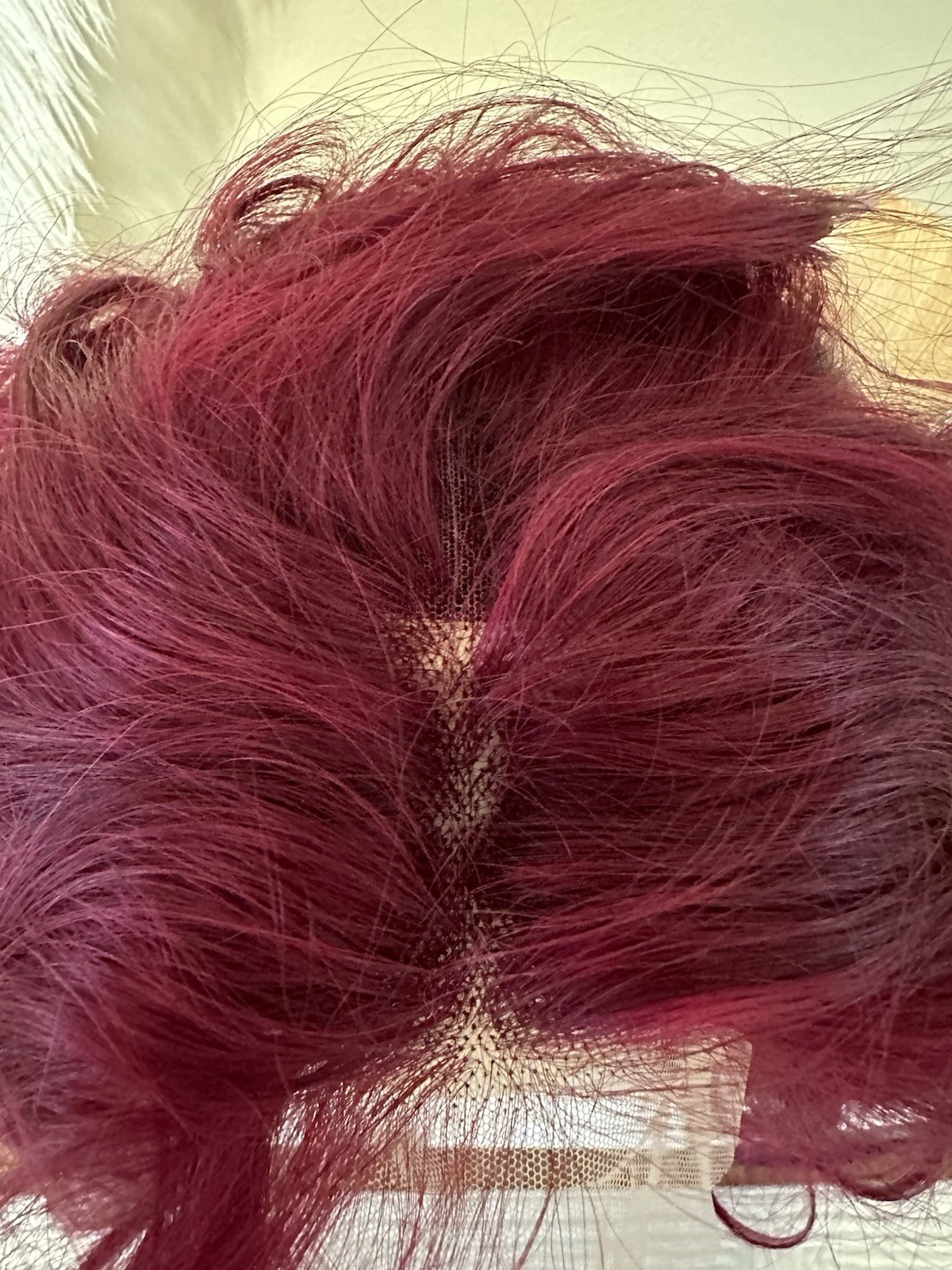 Burgundy Lace Front Wig Wavy FreePart Adjustable Strap 18in for Women Real Hair