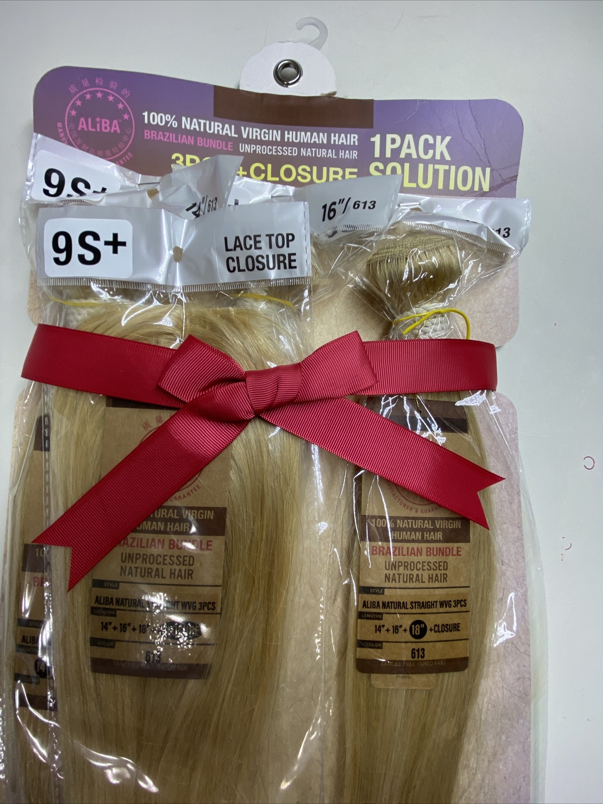 9S+ ALIBA_100%_VIRGIN_HAIR 14″, 16″, 18″ + Closure_1 PACK SOLUTION_#613