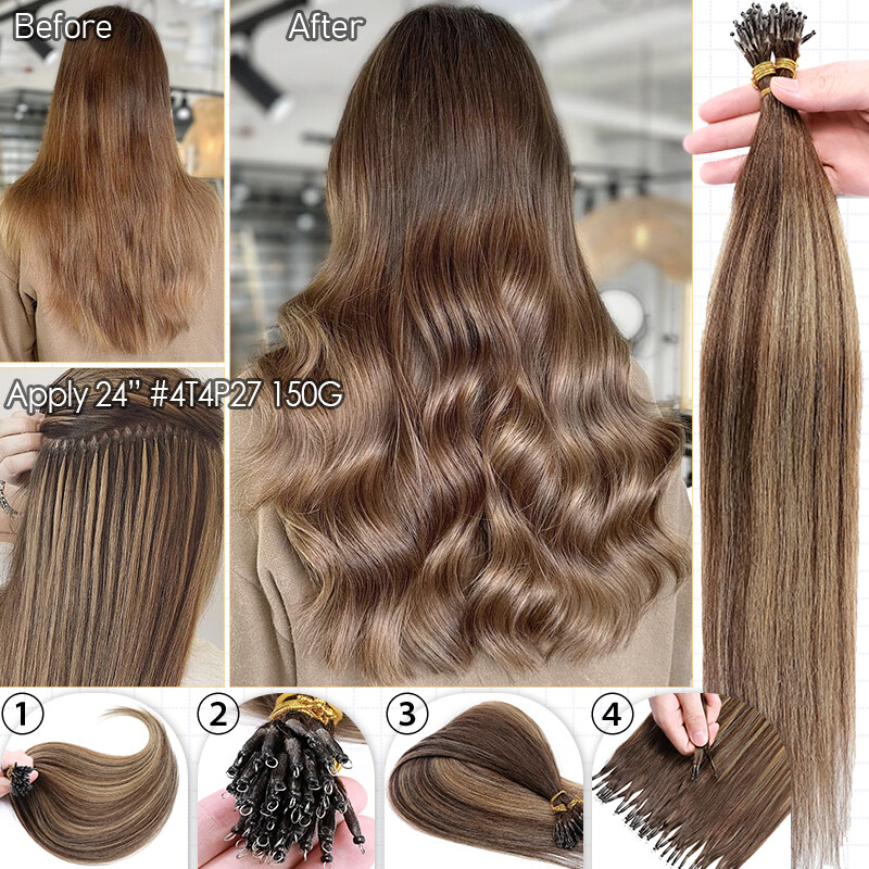 CLEARANCE Nano Ring Microlink Bead Tip Real Human Remy Balayage Hair Extensions