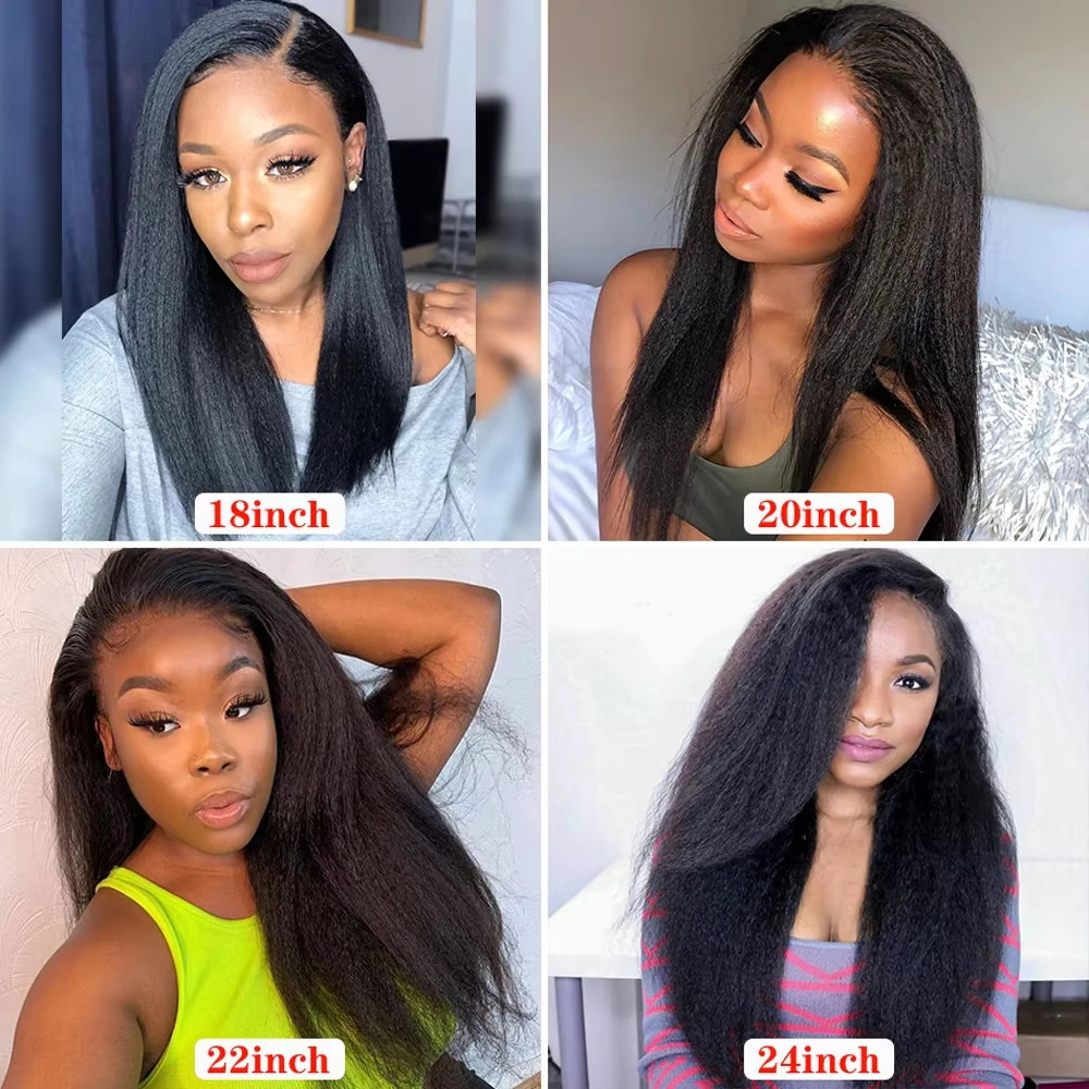 Heyju Wig Invisible Strap 360 HD Full Lace Glueless Wig Kinky Straight Lace
