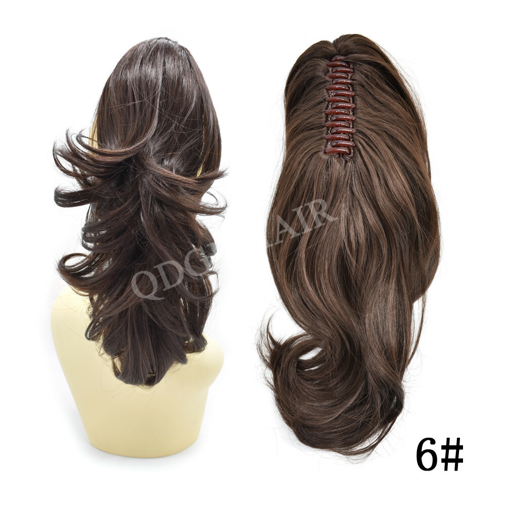 US Thick Claw Clip in Hair Extension Natural Jaw Ponytail Wavy Curly Hair Piece