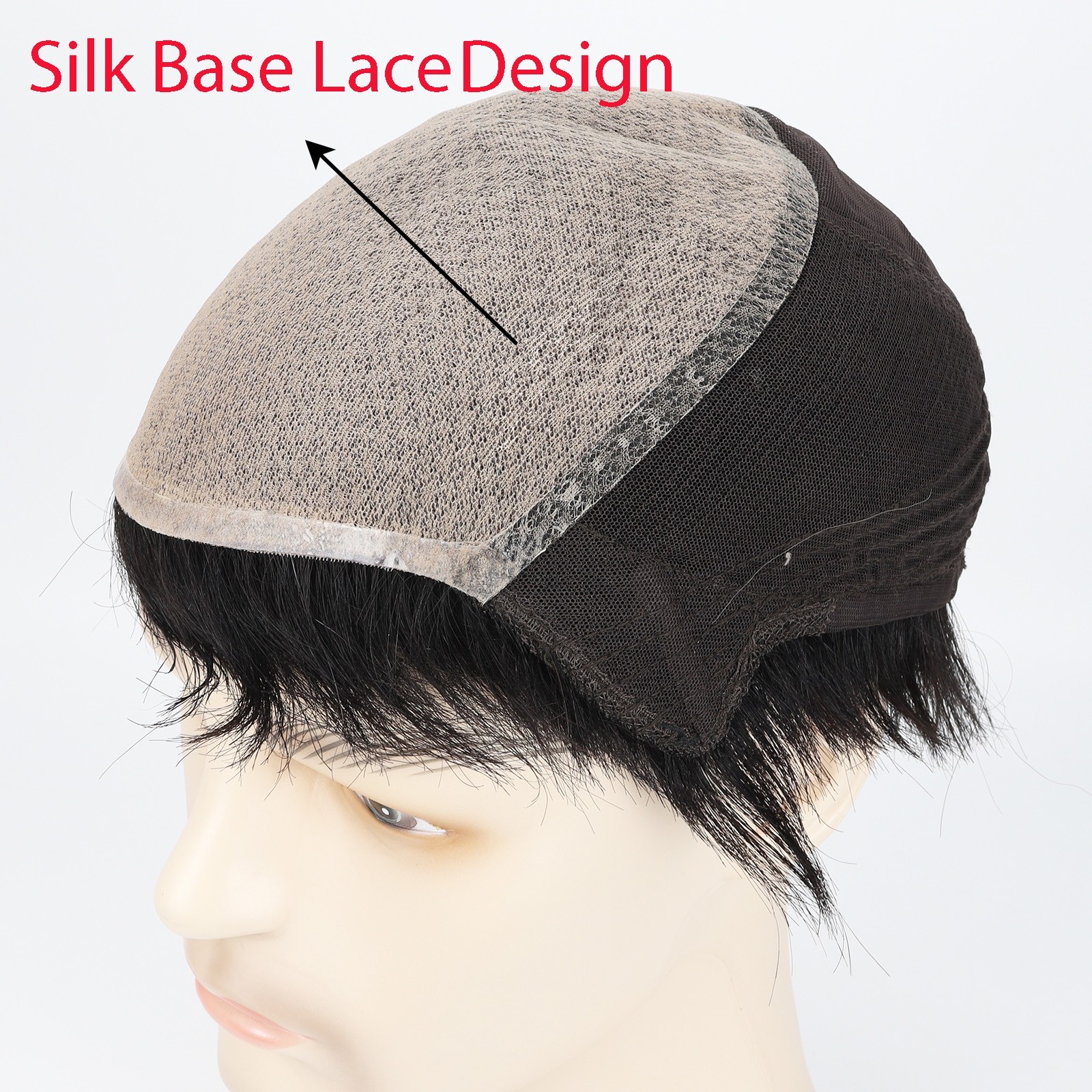 Men’s Real Human Hair Wig Black Toupee Silk Base Lace Breathable Hair For Men