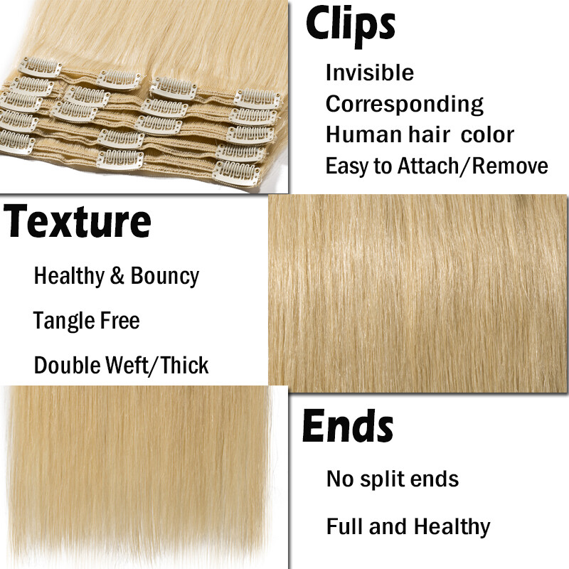 Long Straight Weave Clip In Remy Human Hair Extensions Full Head Thick 180g L85