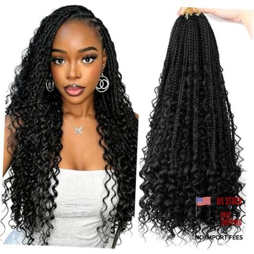 20 Inch Goddess Box Braids Crochet hair for Black Women 20 Inch (Pack of 8) 1B