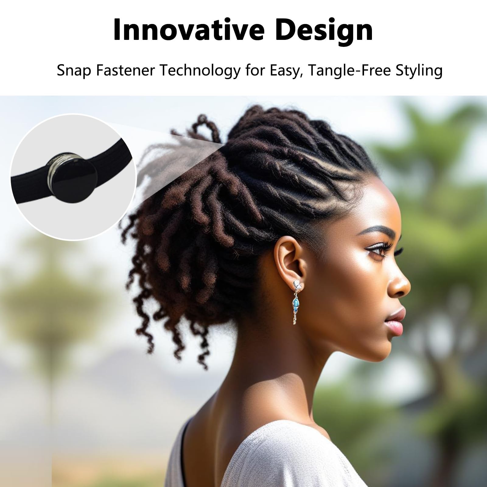10Pcs Wrap Around Hair Tie Snap Ties for Thick Curly Hair Adjustable Snappy B…