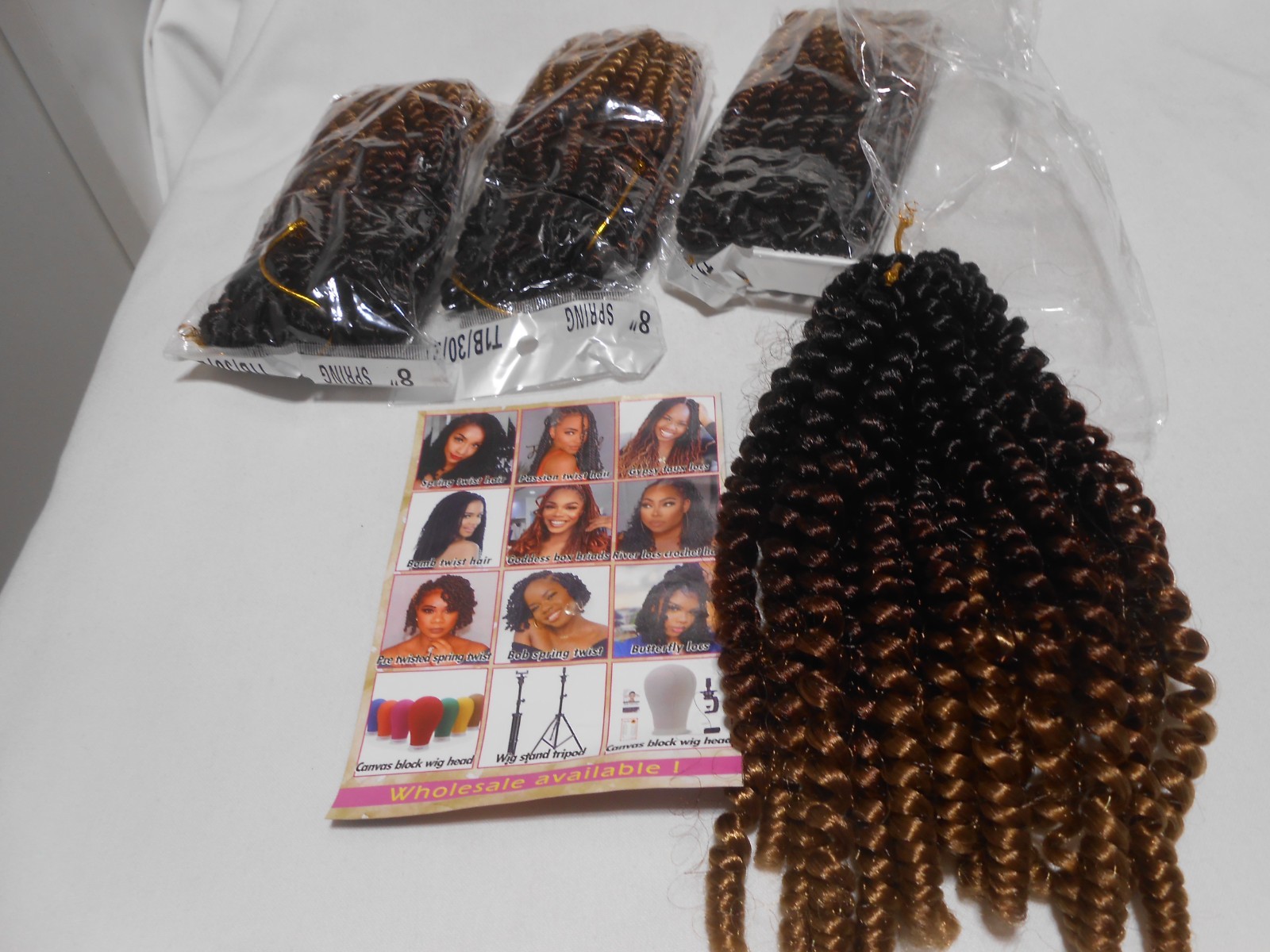 LIYATE Crochet Hair 8″ SPRING Curly Pre-Looped 4 Packs Deep Wave Extensions NEW