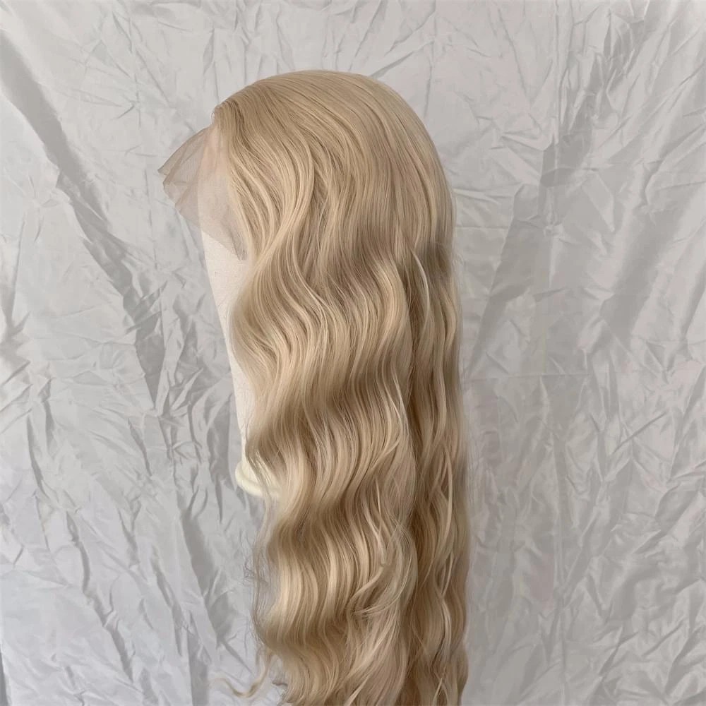 Layered Blonde Long Wavy Lace Frontal Wig Heat Resistant Hair Women