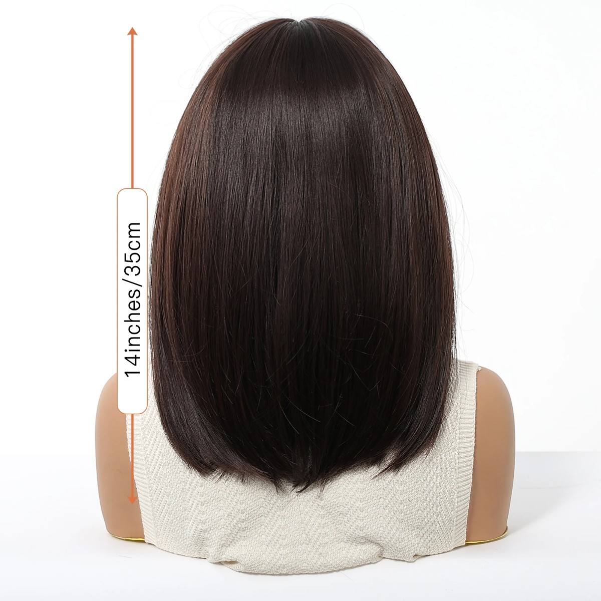 Halloween Heat Resistant Hair Cosplay Wig With Fringe Dark brown Straight