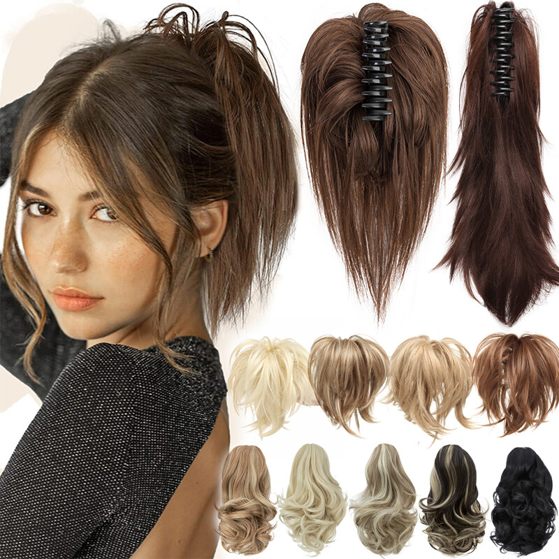 12 in Short Pony Tail Real Thick Claw Ponytail Clip In Hair Extension As Human