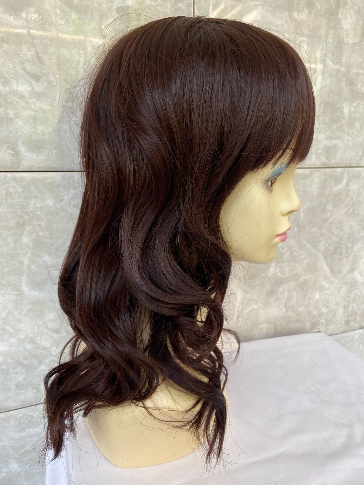 Long Wavy Dark Brown #2/33 Synthetic Hair With Bangs Women Soft Natural