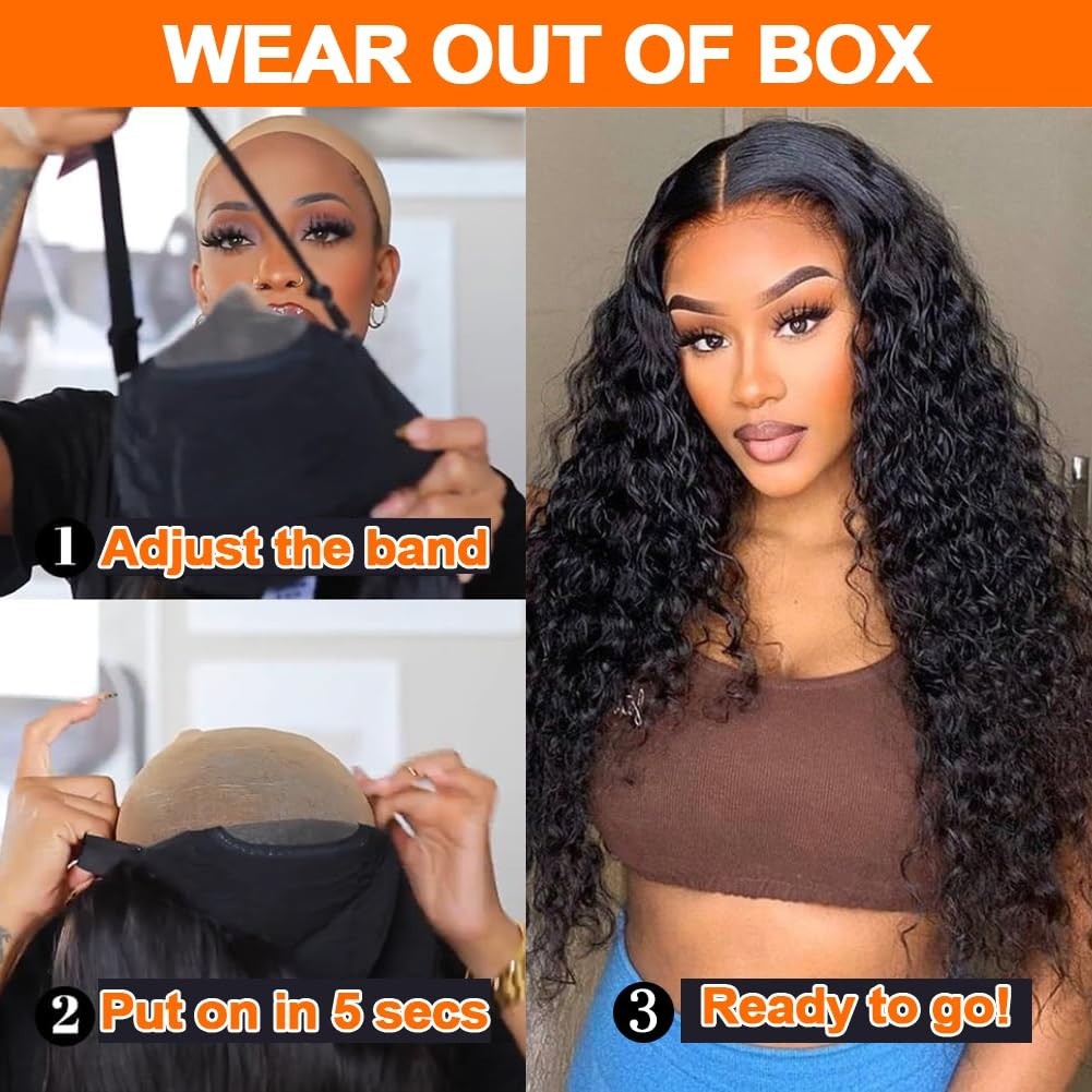 5×5 HD Lace Closure Glueless Human Hair Wig for Black Women – 24 Inch Curly Deep