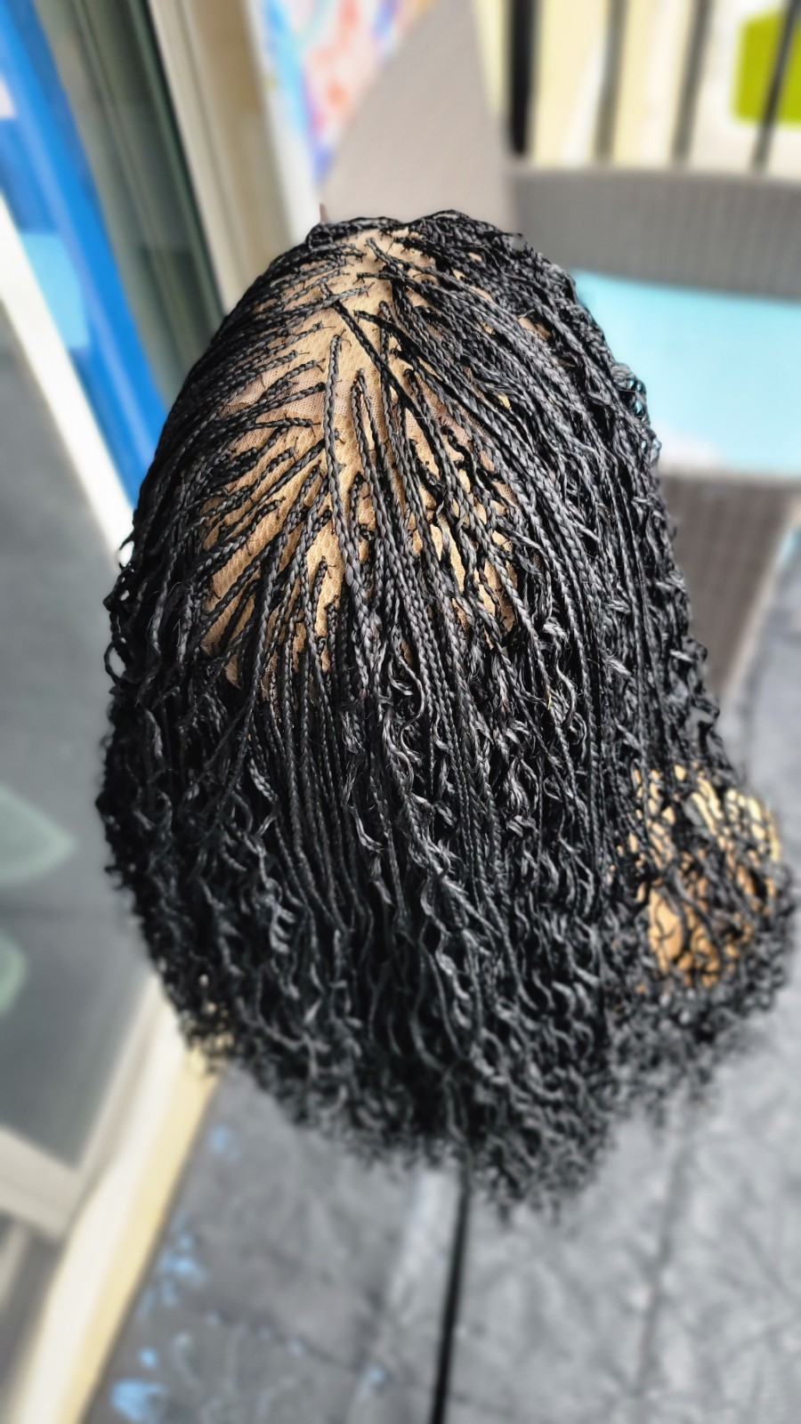 Braided Wig 22″ Micro Boho Braids Jet Black Full Lace Glueless Handmade Long NWT