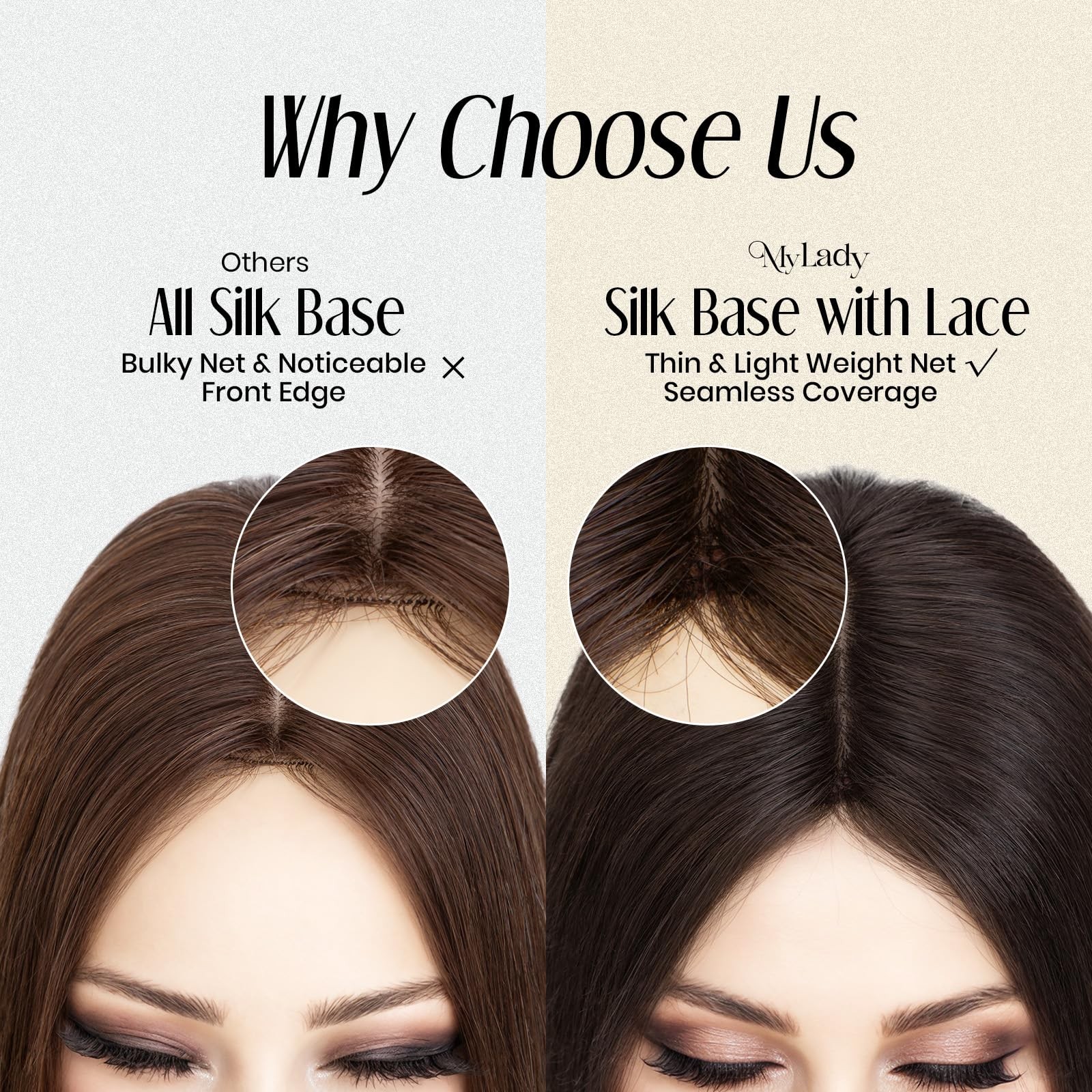 My-Lady Human Hair Toppers For Women Real Human Hair Thin 10 Silk Base Lace 130